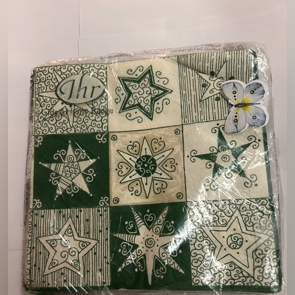New 20 "Country Stars" Napkins Cream Green made in Germany 3 Ply 6 1/2" - Picture 7 of 10